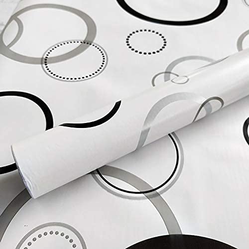 HOMEMATES Self-Adhesive Wallpaper Waterproof Old Furniture Vinyl Stickers Wooden Door Wardrobe Desktop PVC Wall Papers 45 X 304 CM (Black Circle) - Image 1