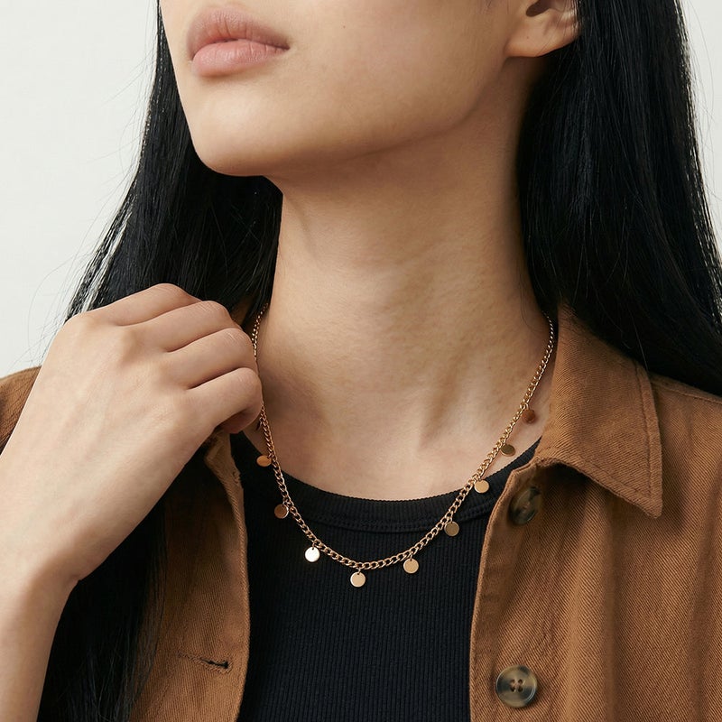 Palmonas 18K Gold Tone Plated Celestial Coin Drop Cascade Necklace For Women - Waterproof & Anti-Tarnish - Image 4