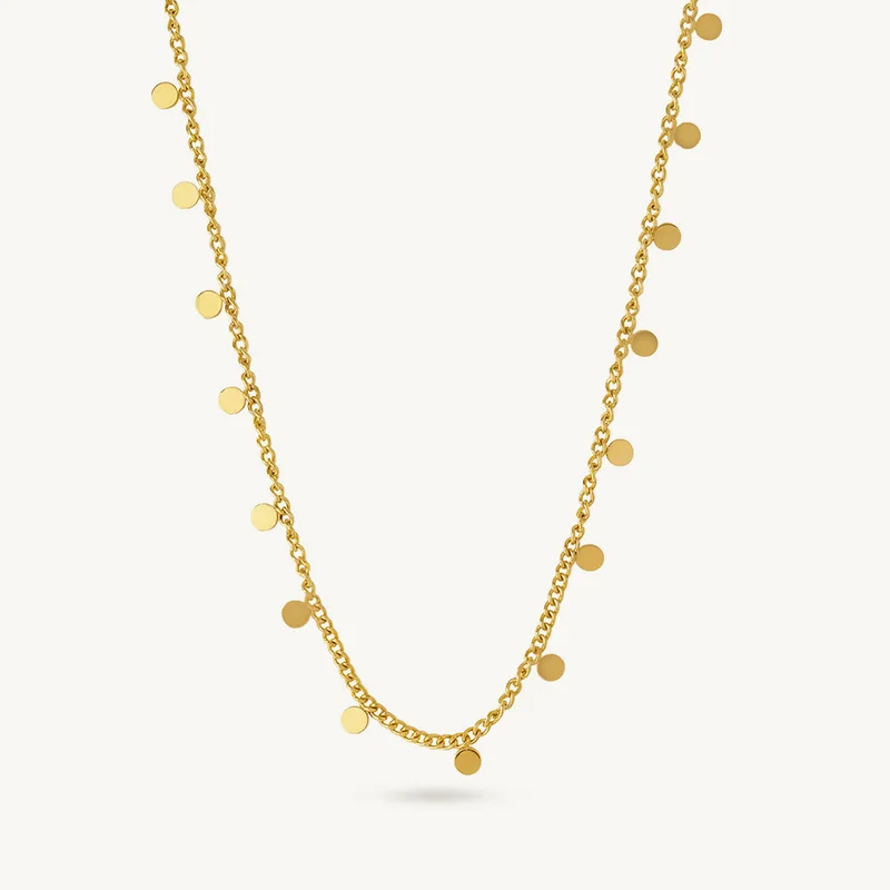 18K Gold Tone Plated Celestial Coin Drop Cascade Necklace For Women - Waterproof & Anti-Tarnish