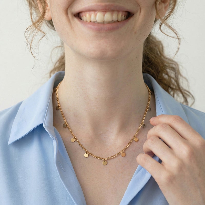 Palmonas 18K Gold Tone Plated Celestial Coin Drop Cascade Necklace For Women - Waterproof & Anti-Tarnish - Image 5
