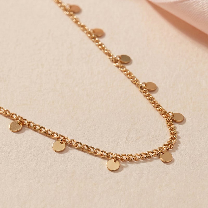Palmonas 18K Gold Tone Plated Celestial Coin Drop Cascade Necklace For Women - Waterproof & Anti-Tarnish - Image 2