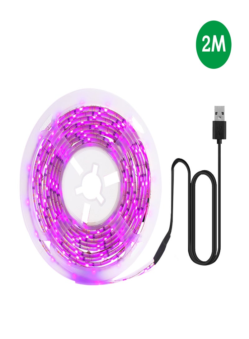 شريط إضاءة LED كامل الطيف USB لزراعة النباتات بطول 2 متر 2835 SMD DC5V شريط إضاءة LED للنباتات والبذور والزهور والصوبات الزراعية والخضراوات الداخلية وشتلات الزهور Fitolampy - Image 2