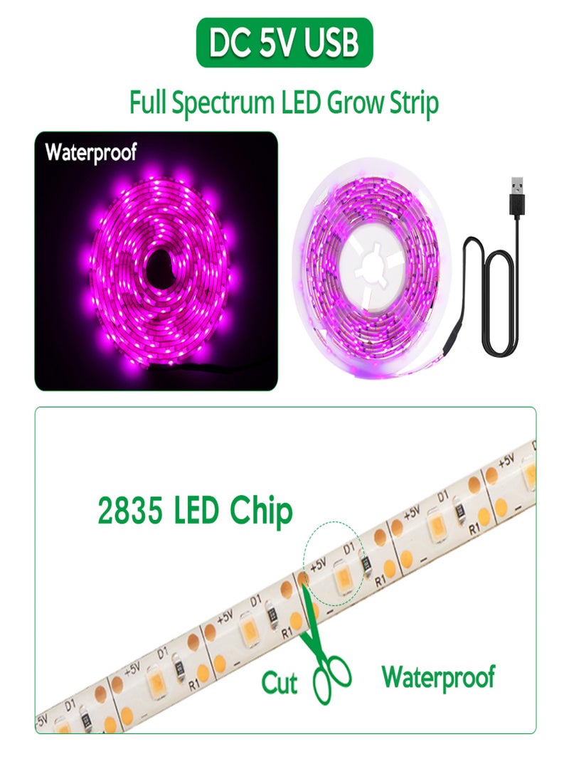 شريط إضاءة LED كامل الطيف USB لزراعة النباتات بطول 2 متر 2835 SMD DC5V شريط إضاءة LED للنباتات والبذور والزهور والصوبات الزراعية والخضراوات الداخلية وشتلات الزهور Fitolampy - Image 5