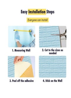 DRAMA HOME 3D Brick Design Waterproof Wall Covering Wallpaper Light Blue 70 x 77centimeterX10PCS  - Image 3