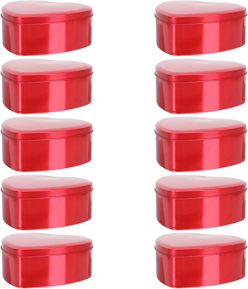PATKAW Heart Shaped Tinplate Candy Boxes 10pcs Large Red Treat Container Party Storage Decorative Empty Wrapping Boxes for Valentine’s Day Wedding Favors - Image 1