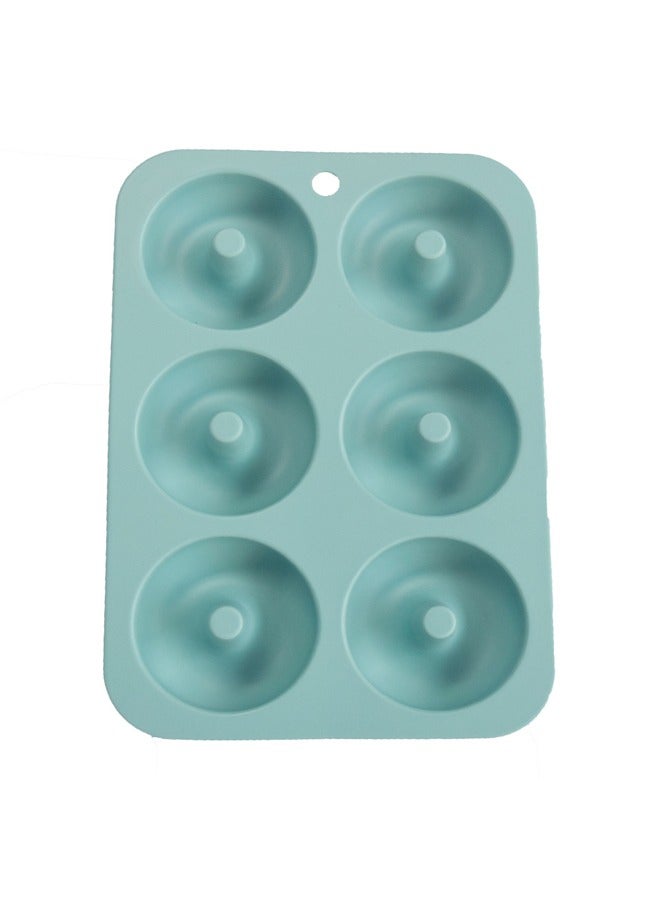 Silicone Donut Mould 6 Compartment Cake Mould Chocolate Mould Baking Tools Baking Mould, Blue - Image 1