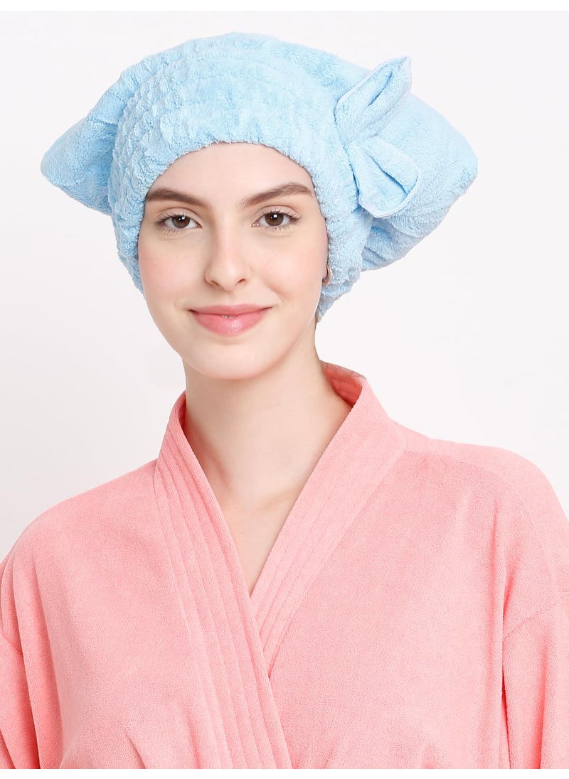 Cortina Cortina Microfiber Hair Towel Cap Soft Absorbent Quick Drying Cap for Curly Thick Hair Wrap Cap for Women GirlsPack of 1 Blue  - Image 1
