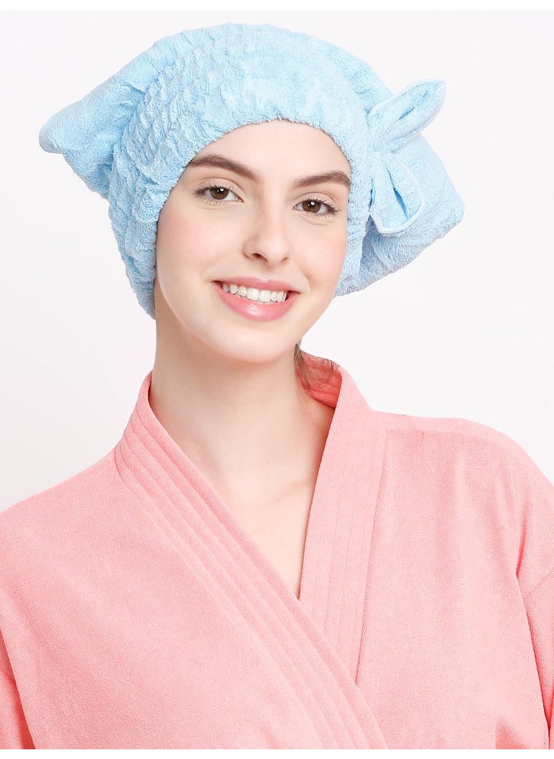 Cortina Cortina Microfiber Hair Towel Cap Soft Absorbent Quick Drying Cap for Curly Thick Hair Wrap Cap for Women GirlsPack of 1 Blue  - Image 2