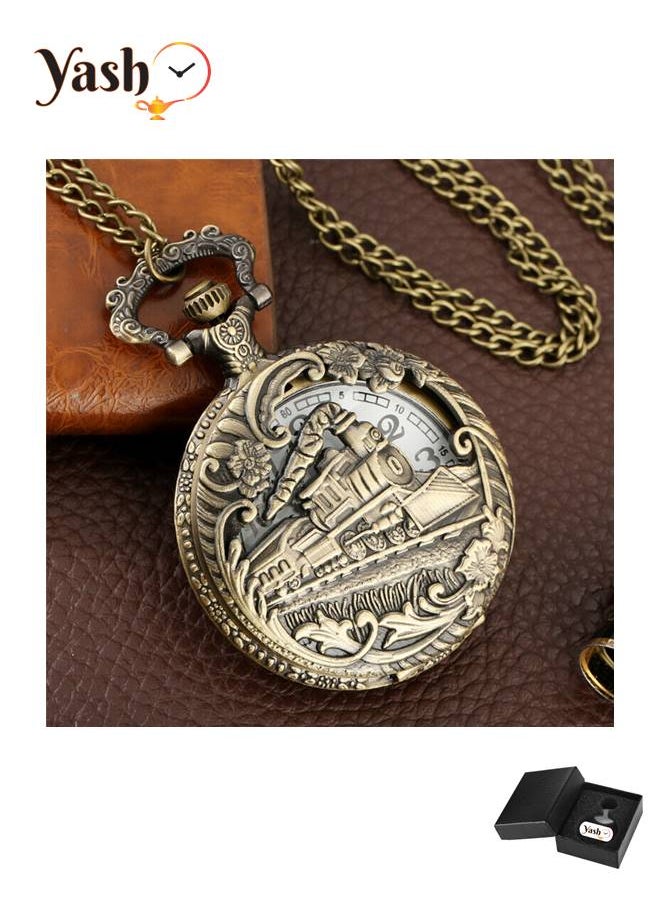 YASH - Yash Train Design Quartz Pocket Watch - Image 1