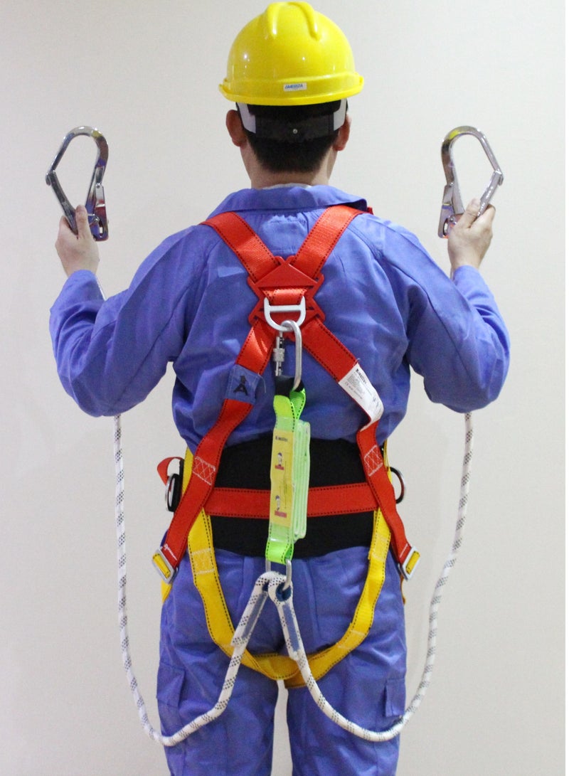 Kingroy Full body safety harness with waist protection, shock absorber 2 rope and 2 big safety hook, 6 point adjustable - Image 3