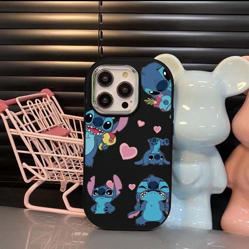 Apple iPhone 16 Pro Phone Case, TPU Shockproof, Creative Trendy Painted Cartoon Heart Drop-Proof Soft Case (Black)