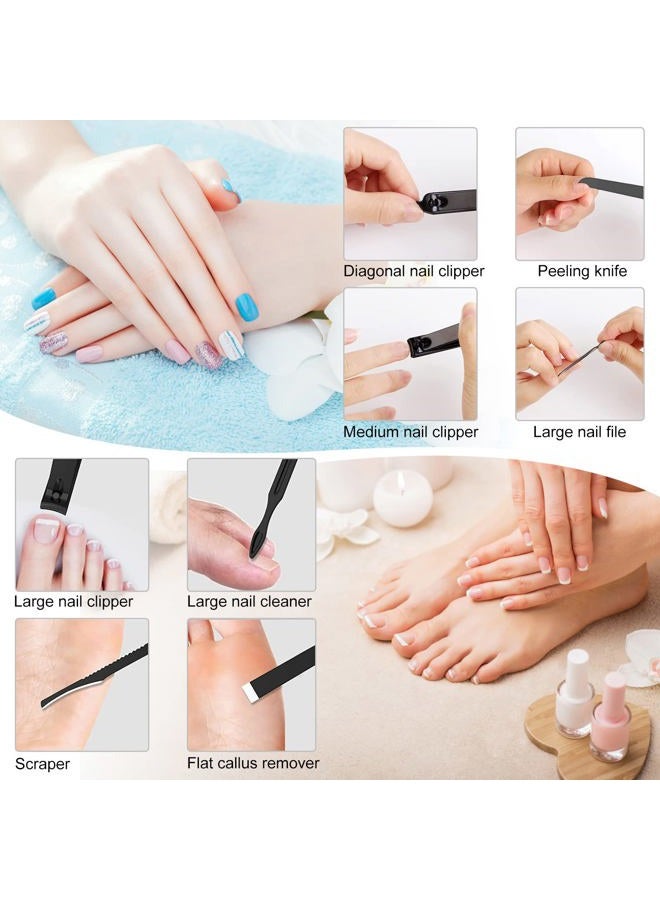 QLNE Nail Clippers Sets High Precisio Stainless Steel Nail Cutter Pedicure Kit Nail File Sharp Nail Scissors and Clipper Manicure Pedicure Kit Fingernails & Toenails with Portable cas (Yellow/Gray_25 in 1) - Image 5