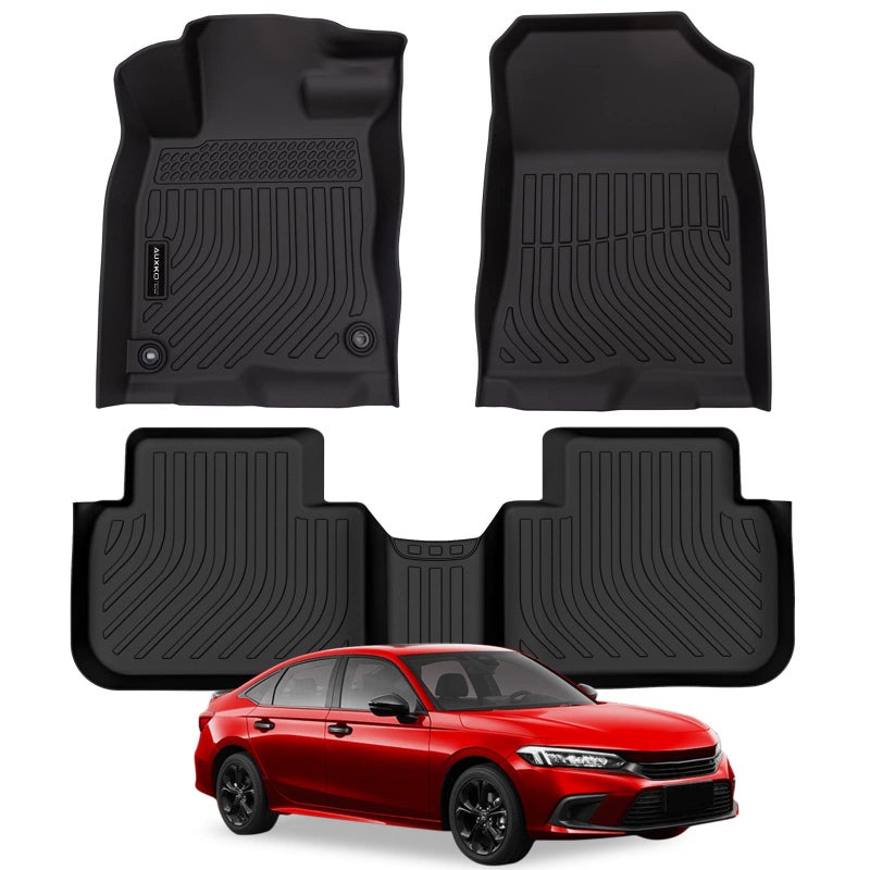 AUXKO All Weather Floor Mats for Honda Civic 2026 2025-2022 Sedan Hatchback Si(Include Sport|2nd Row with&w/o USB Port|Not for Hybrid) Acura Integra 2023-2026 Liners All Season Odorless Anti-Slip - Image 1