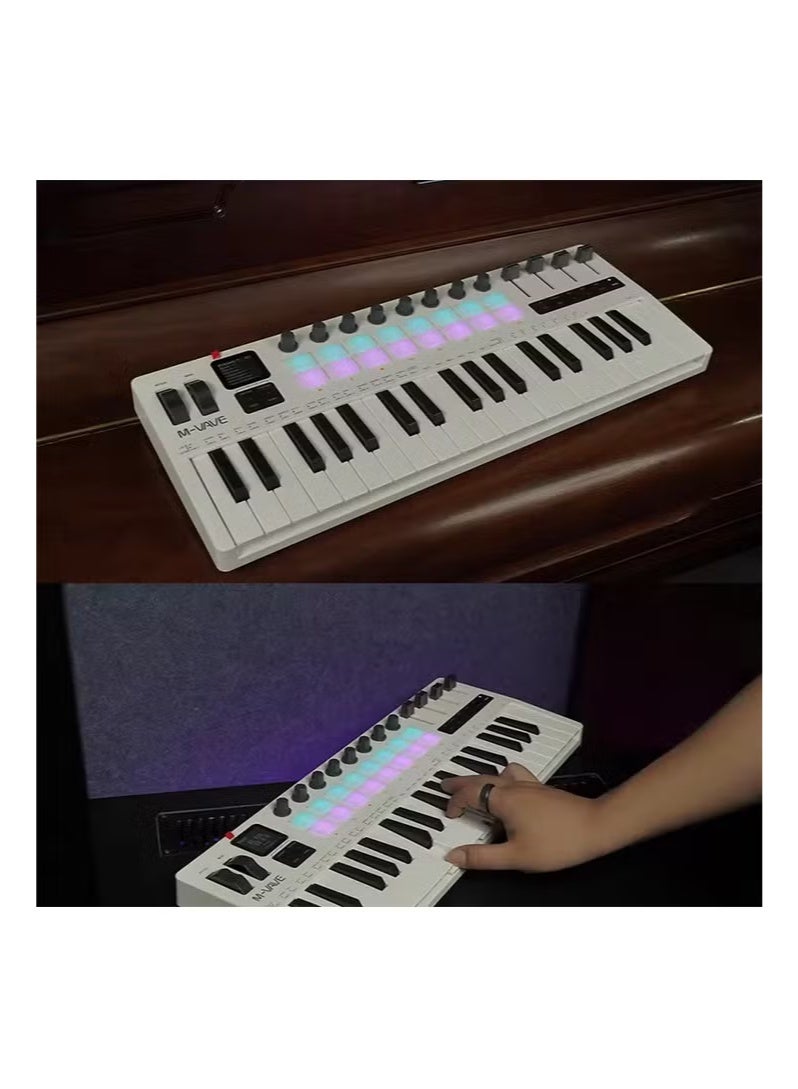 M-VAVE SMK-37 PRO Keyboard MIDI Controller 37 Key 16 RGB Pads&8 Knobs Supports Wireless Connection Systems Software Operation - Image 2