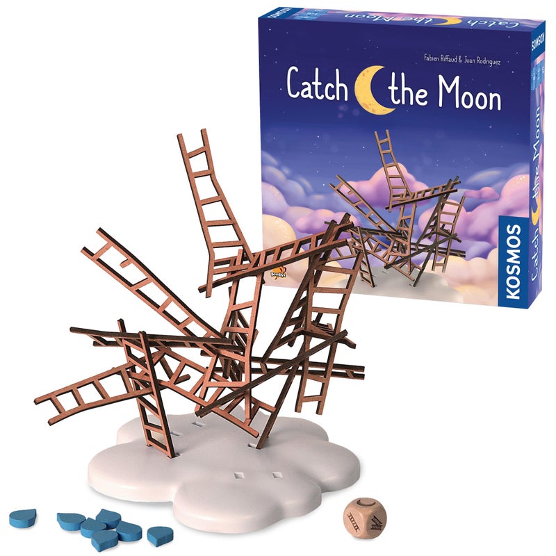 Kosmos Catch The Moon Dexterity Stacking Board Game for 1 to 6 Players Beautiful Design Whimsical Theme Balance Wooden Ladders to Reach The Moon Family Game Night Favorite Ages 8 - Image 4