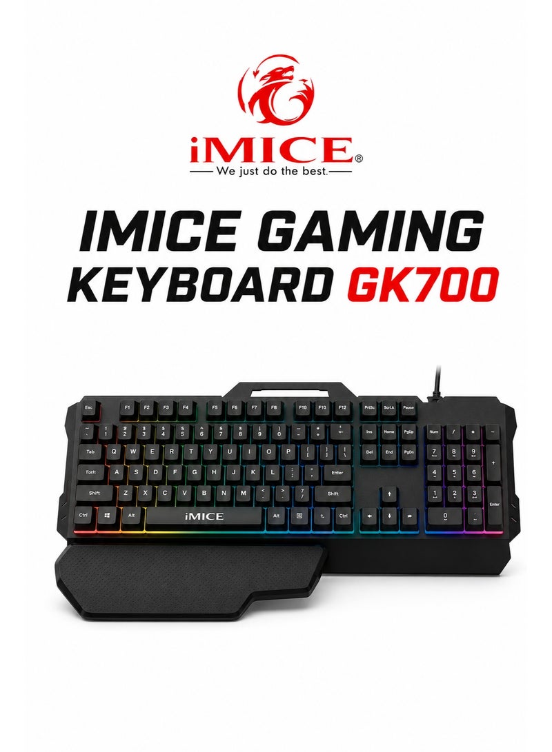 iMICE GK700 Gaming Keyboard 104 Keys Wired RGB USB Full Size Keyboard for PC Laptop Gaming Office Use - Image 1