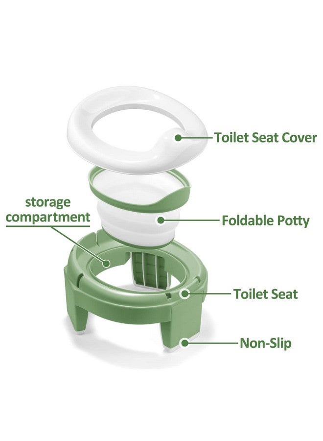 MCGMITT Portable Potty For Kids Travel Foldable Training Toilet Chair For Toddler Girls With Storage Bags Potty Training Toilet For Outdoor And Indoor Easy To Clean(Green) - Image 4