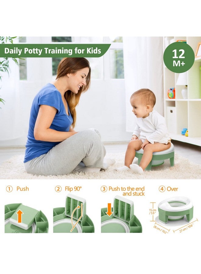 MCGMITT Portable Potty For Kids Travel Foldable Training Toilet Chair For Toddler Girls With Storage Bags Potty Training Toilet For Outdoor And Indoor Easy To Clean(Green) - Image 2