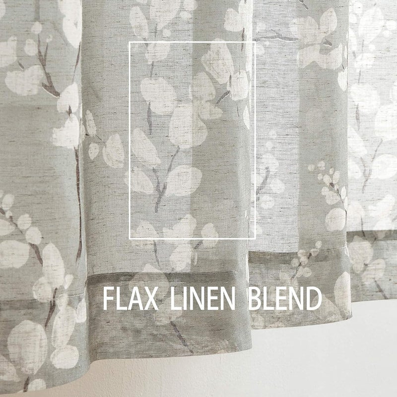 BFAM Sheer Curtain with Floral Print, Premium Printed Sheer Drapes, Eyelet/Grommet Curtain for Living Room, Bedroom, Light Filtering Curtains, Grey Floral 7 Feet,Pack of 1 Curtain - Image 4