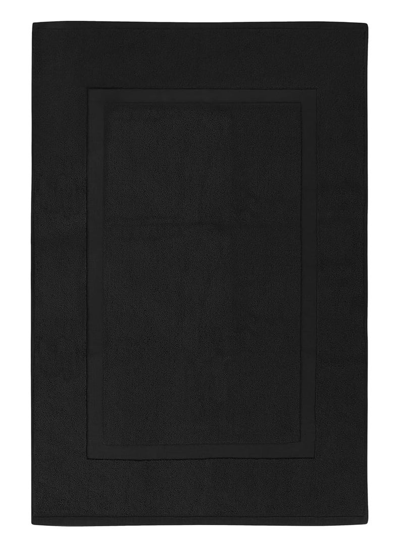 سيجنولا دواسه حمام فاخر مخطط – منشفة أرضية من قطعة واحدة – مقاومة للانزلاق و ماصة – قطن فندقي سبا للاستحمام/حوض الاستحمام [ليس سجادة حمام]، 50 × 70 سم، لون أسود. - Image 1