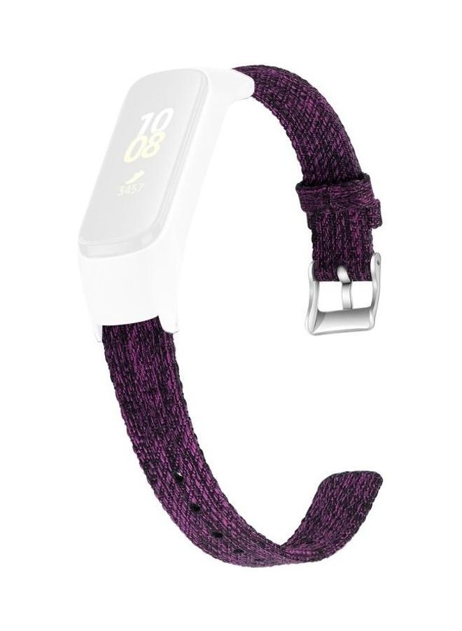 NIBEMINENT Fashionable Canvas Watchband Strap For Samsung Galaxy Fit E Deep Purple  - Image 2
