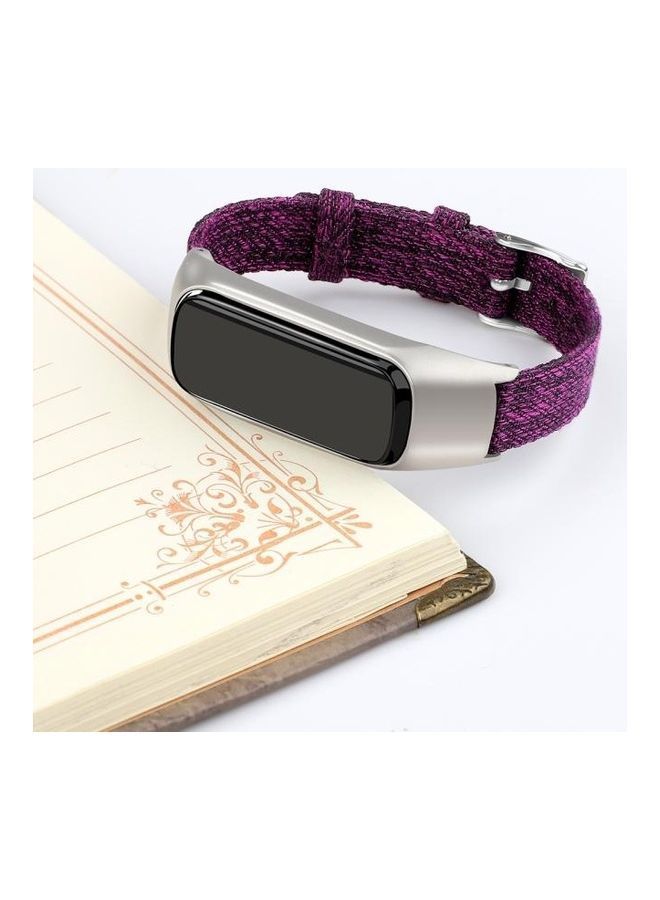 NIBEMINENT Fashionable Canvas Watchband Strap For Samsung Galaxy Fit E Deep Purple  - Image 5