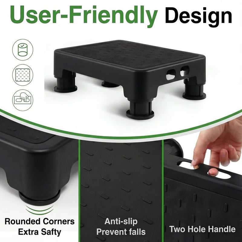 COOL-ANGLE Adjustable Step Stool for High Beds & SUV - Non-Slip Mobility Platform for Seniors, 650lbs Capacity, 3 Heights (3.4"-5"), Wide Safety Base for Car & Bath, 16.5"x12.6", Black - Image 3