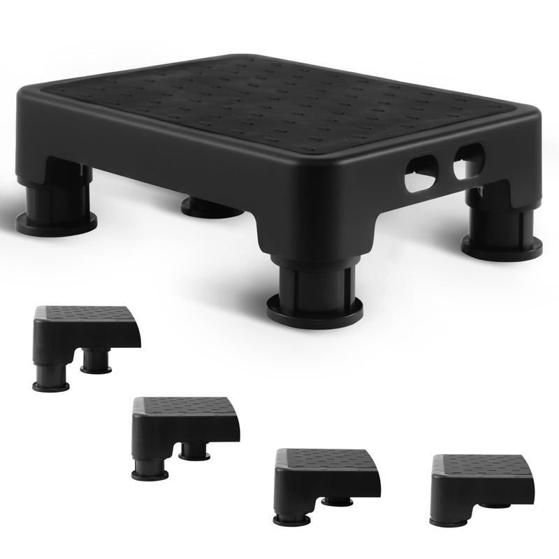 COOL-ANGLE Adjustable Step Stool for High Beds & SUV - Non-Slip Mobility Platform for Seniors, 650lbs Capacity, 3 Heights (3.4"-5"), Wide Safety Base for Car & Bath, 16.5"x12.6", Black - Image 1