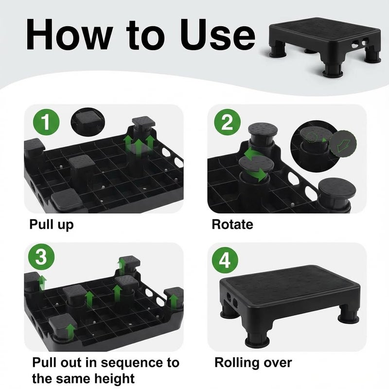 COOL-ANGLE Adjustable Step Stool for High Beds & SUV - Non-Slip Mobility Platform for Seniors, 650lbs Capacity, 3 Heights (3.4"-5"), Wide Safety Base for Car & Bath, 16.5"x12.6", Black - Image 4