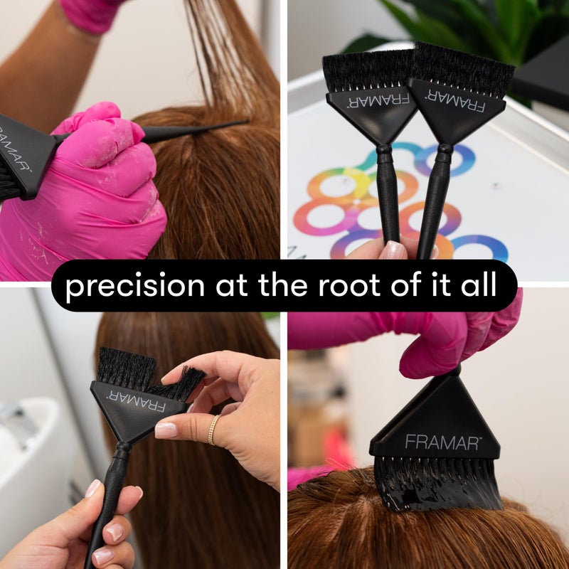 Framar Root Repair Hair Color Brush Set - Hair Dye Brush Kit, Hair Coloring Brushes For Hair Stylist, Tint Brushes for Hair Color, Extra Control Near Scalp - 2 Pack Black - Image 3