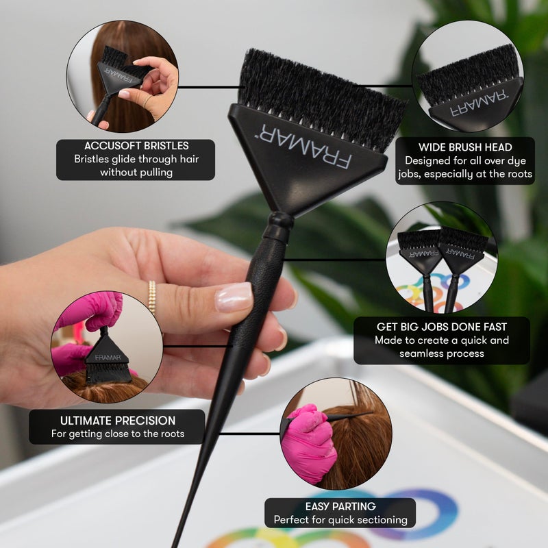 Framar Root Repair Hair Color Brush Set - Hair Dye Brush Kit, Hair Coloring Brushes For Hair Stylist, Tint Brushes for Hair Color, Extra Control Near Scalp - 2 Pack Black - Image 2