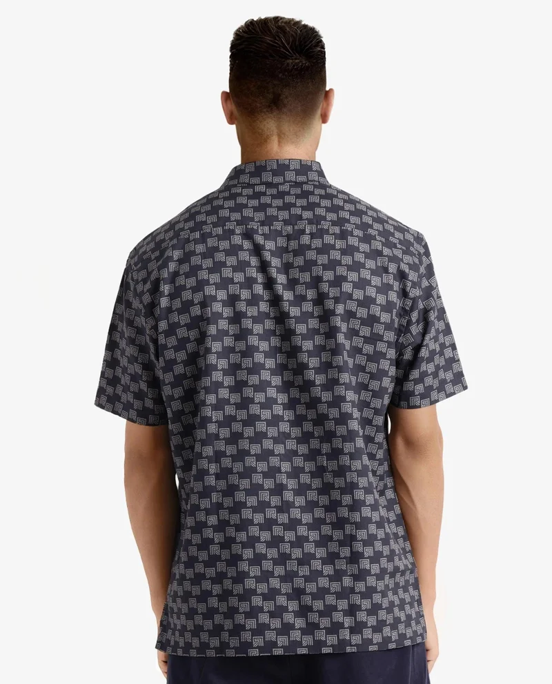 Rare Rabbit Men's Monogram Print Half Sleeve Shirt