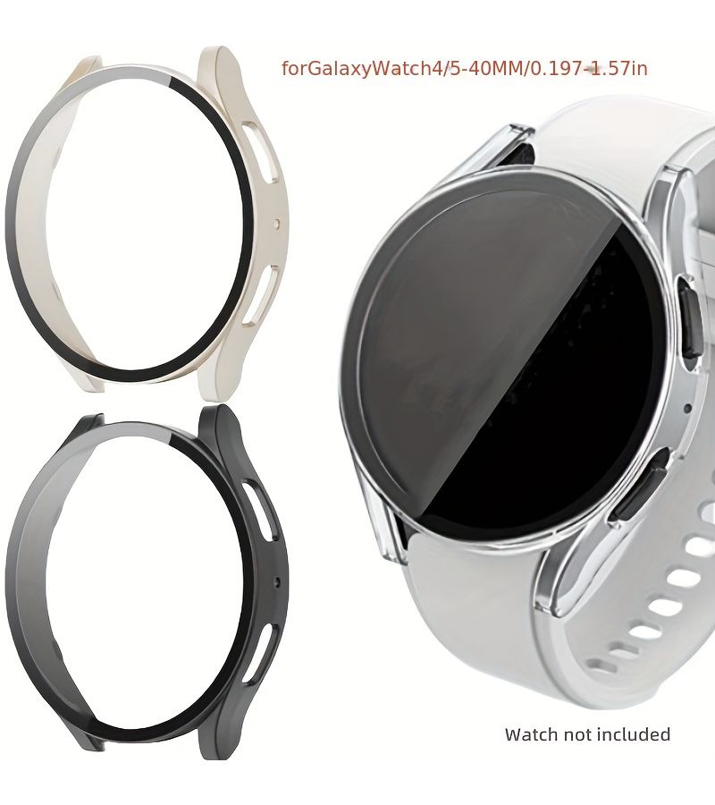 For Galaxy Watch7 44mm Starlight Rose Gold 2 Pack Protective Case with Tempered Glass Film - Image 3