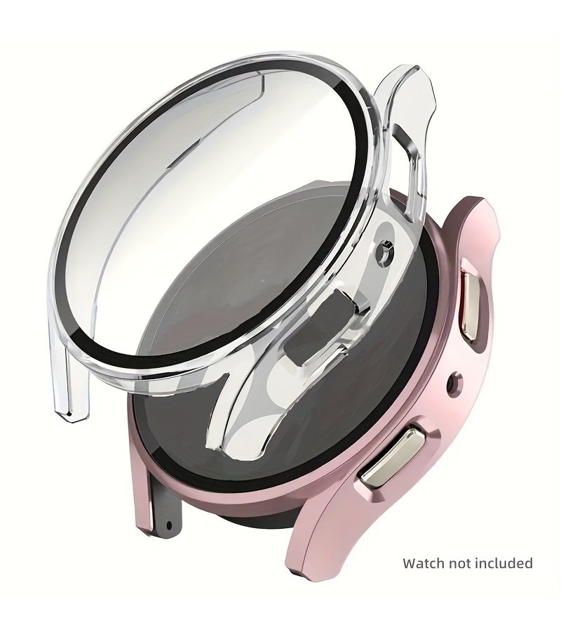 For Galaxy Watch7 44mm Starlight Rose Gold 2 Pack Protective Case with Tempered Glass Film - Image 1