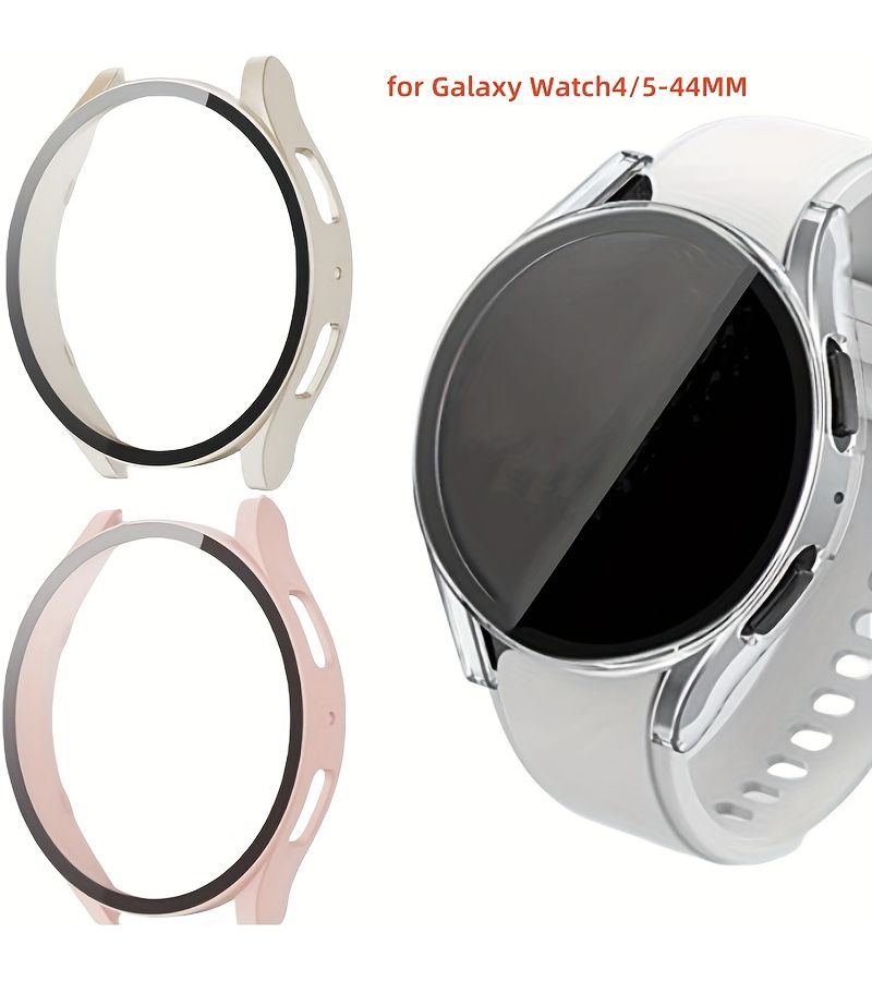 For Galaxy Watch7 44mm Starlight Rose Gold 2 Pack Protective Case with Tempered Glass Film - Image 5