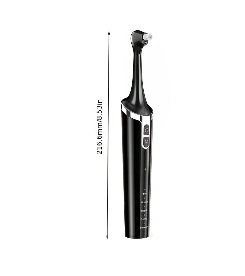 Black Electric Tooth Cleaner 6 Brush Heads 5 Modes USB Rechargeable Whitening - Image 4