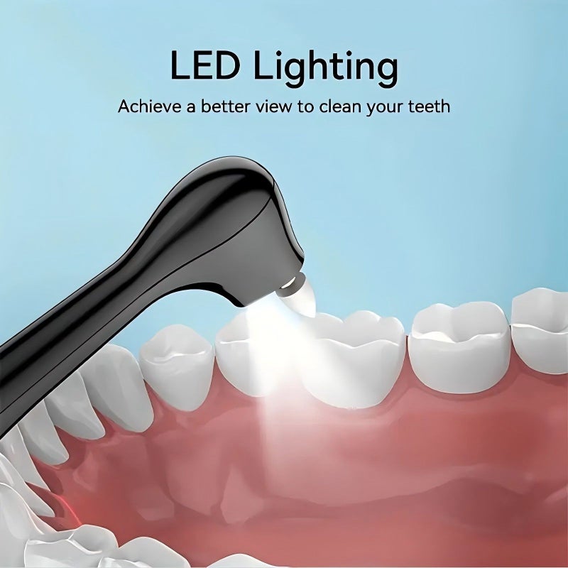Black Electric Tooth Cleaner 6 Brush Heads 5 Modes USB Rechargeable Whitening - Image 2
