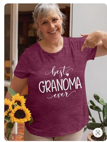 BANGELY Grandma T Shirt Women Best Grandma Ever Shirt Letter Print Short Sleeve Grandmother Tees Tops Purple - Image 4