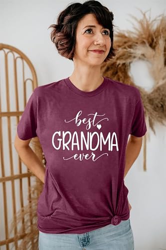 BANGELY Grandma T Shirt Women Best Grandma Ever Shirt Letter Print Short Sleeve Grandmother Tees Tops Purple - Image 3