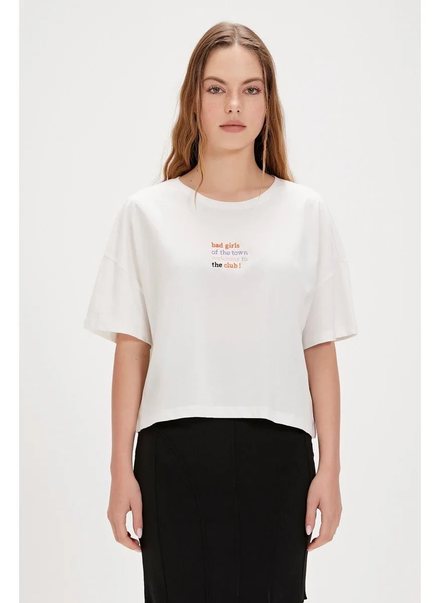 Bad Bear Town White Printed Women's T-Shirt