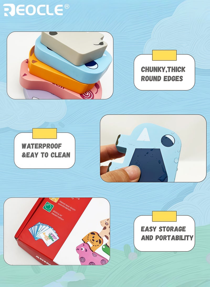 REOCLE Baby's Montessori Toys for 1-4 Year Old Boys Girls 10 Pack Wooden Animal Blocks Sorting and Stacking Educational Toddler Puzzles for Early Learning and Development - Image 5