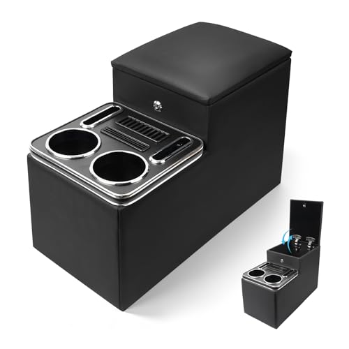 SILIVN Center Console Between Seats for Minivans, Featuring Cup Holders, Coin Compartment, and Card Slot Center Console for Trucks, Minivans, and SUVs Front Seat Bench Center with Locking (Regular) - Image 1