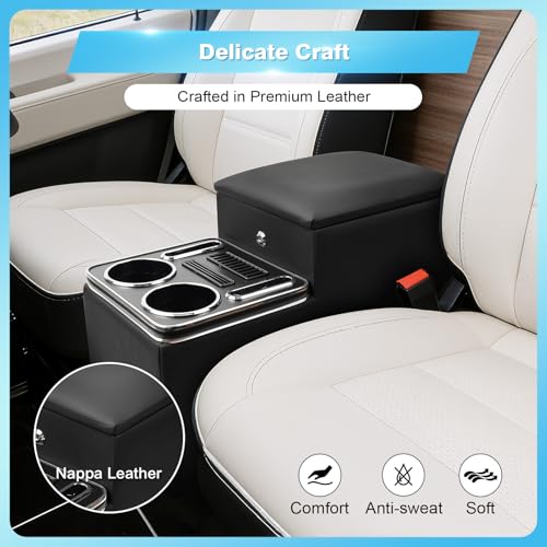 SILIVN Center Console Between Seats for Minivans, Featuring Cup Holders, Coin Compartment, and Card Slot Center Console for Trucks, Minivans, and SUVs Front Seat Bench Center with Locking (Regular) - Image 2