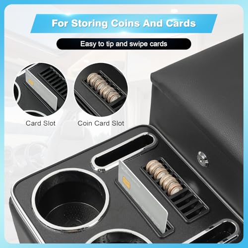SILIVN Center Console Between Seats for Minivans, Featuring Cup Holders, Coin Compartment, and Card Slot Center Console for Trucks, Minivans, and SUVs Front Seat Bench Center with Locking (Regular) - Image 5