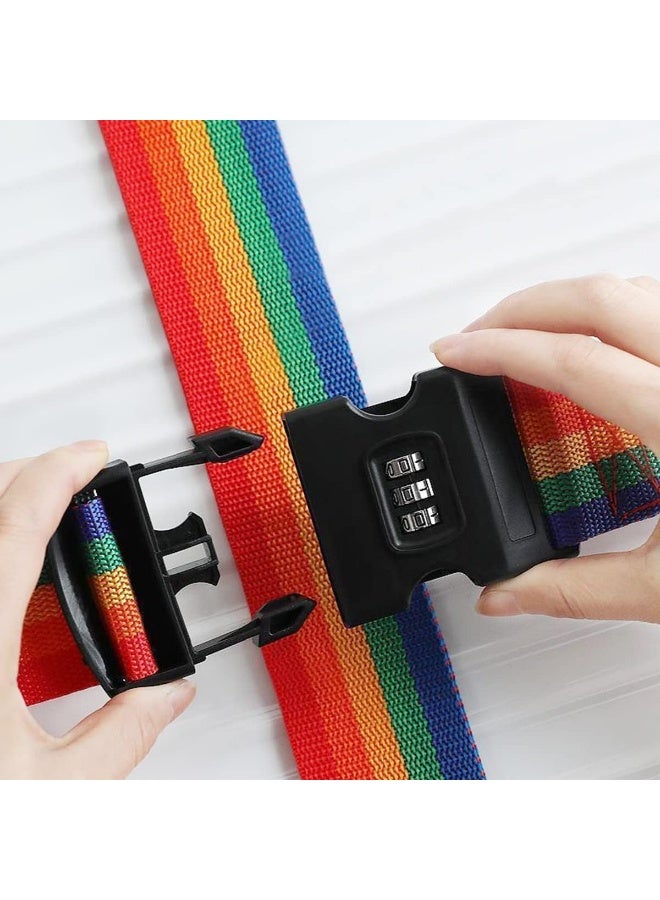 Meetion 1Pc Travel Luggage Strap Adjustable Suitcase Packing Belt with Combination Lock, Bright Travel Packing Straps with Quick Release Buckles, Each Length 5×200cm (Rainbow Colors) - Image 2