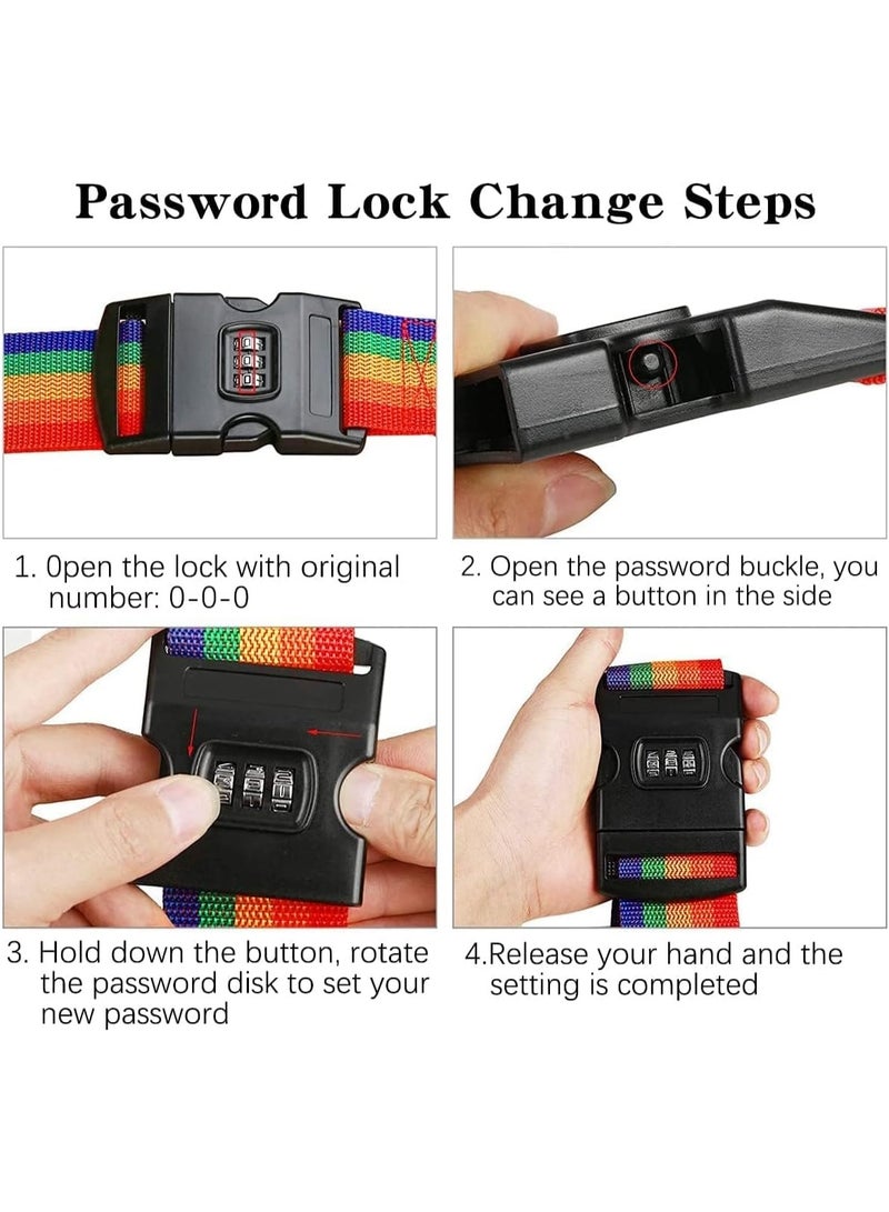 Meetion 1Pc Travel Luggage Strap Adjustable Suitcase Packing Belt with Combination Lock, Bright Travel Packing Straps with Quick Release Buckles, Each Length 5×200cm (Rainbow Colors) - Image 3