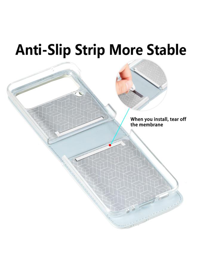 اس-توب جراب لهاتف Samsung Galaxy Z Flip 3 5G، جراب هاتف ببطاقة منقوشة بحبل قطري - Image 4