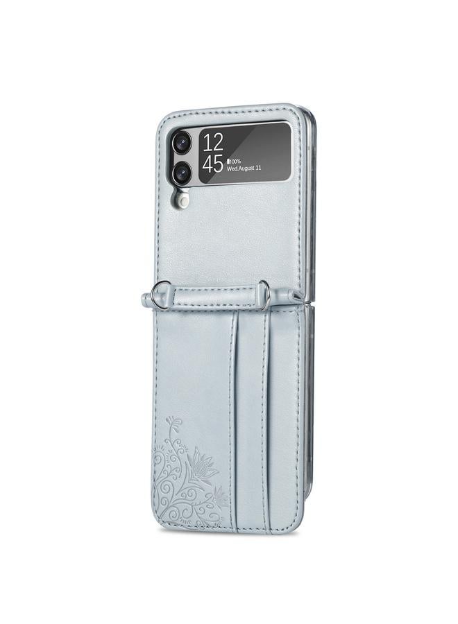 اس-توب جراب لهاتف Samsung Galaxy Z Flip 3 5G، جراب هاتف ببطاقة منقوشة بحبل قطري - Image 2