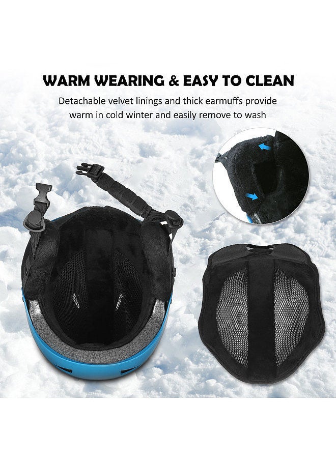Generic - Snow Helmet with Detachable Earmuff Men Women Snowboard Helmet with Goggle Fixed Strap Safety Skiing Helmet Skiing Sports Helmet Black - Image 1