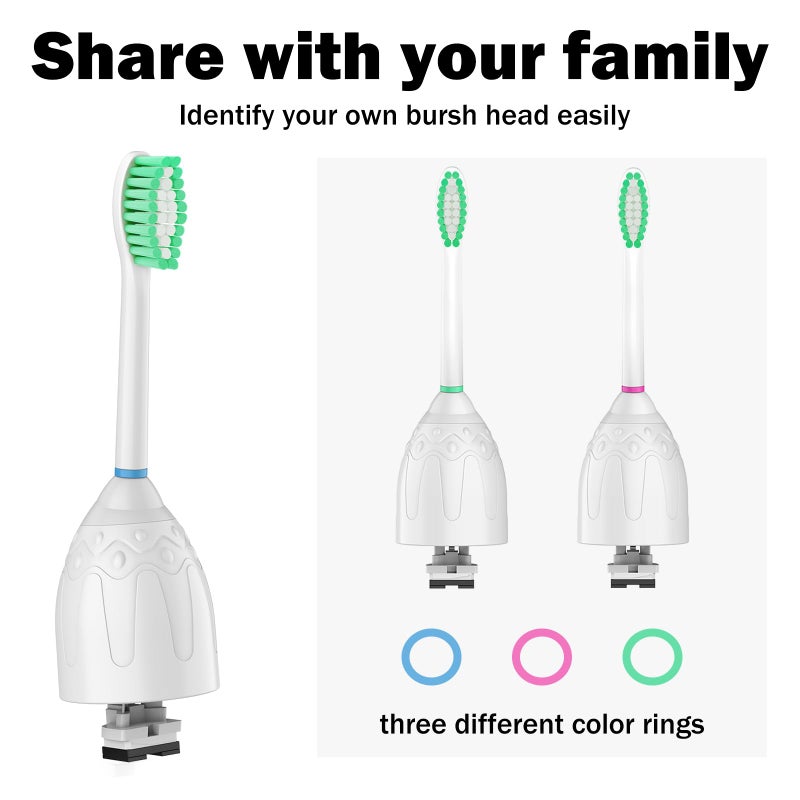 HAPPYMOMO Toothbrush Heads for Philips Sonicare Replacement Brush Heads Medium Soft Dupont Bristles Electric Toothbrush Replacement Heads Fit E-Series Essence Xtreme Elite Advance and CleanCare, 6 Pack - Image 3